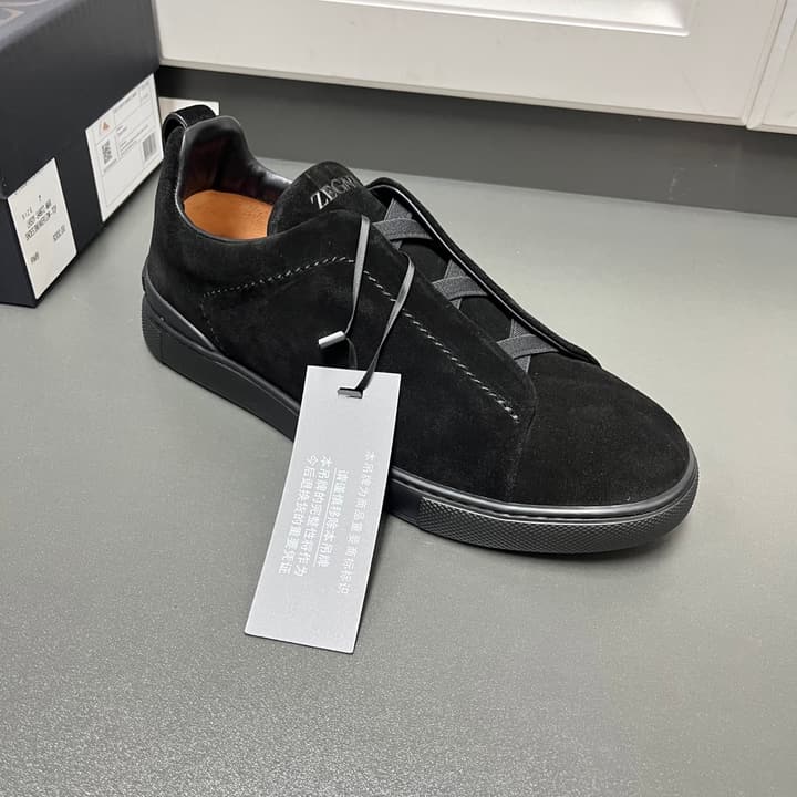 Zegna Triple Stitch Suede Low-Top Sneakers