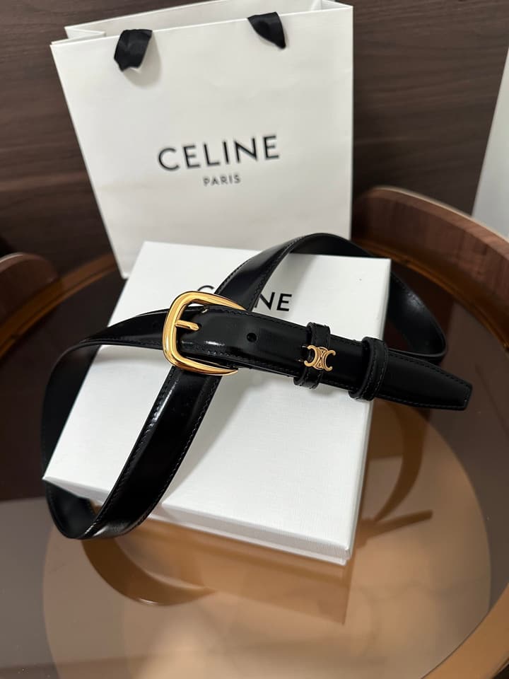 Celine Vivienne Taurillon 25mm Belt in Black Taurillon Leather