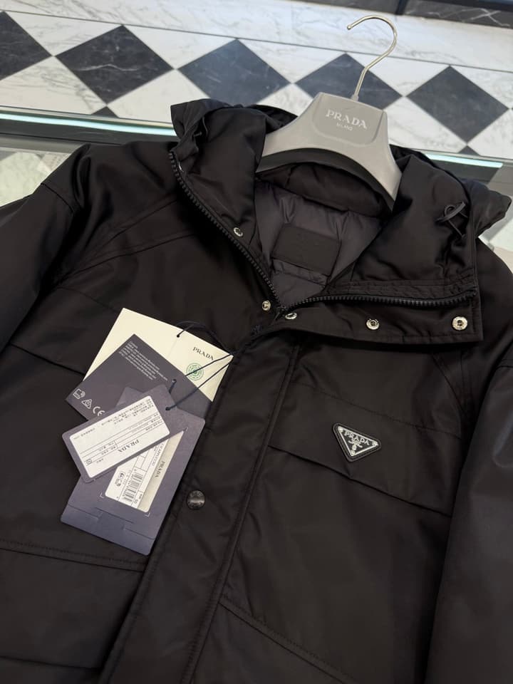 Prada Re-Nylon Classic Down Jacket in Black Re-nylon Down Jacket