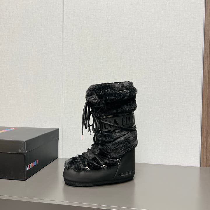 Moon Boot Fluffy Y2K Snow Boots – 2024FW in Black