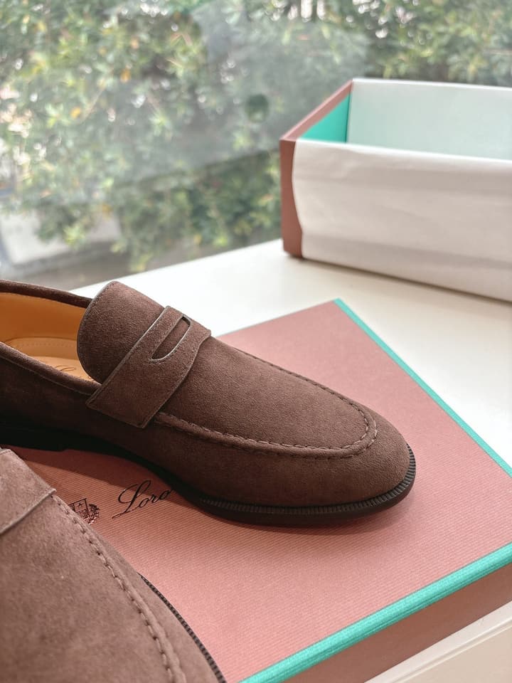 Loro Piana Loafers in Black Suede