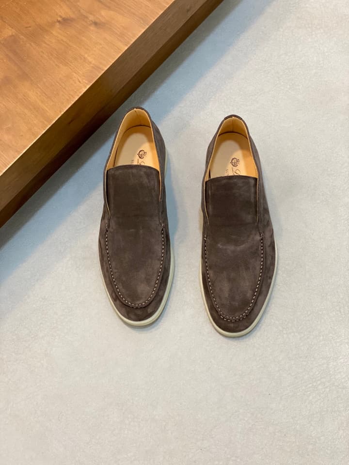 Loro Piana Suede Leather Slip-On Loafers in Camel Tan Suede