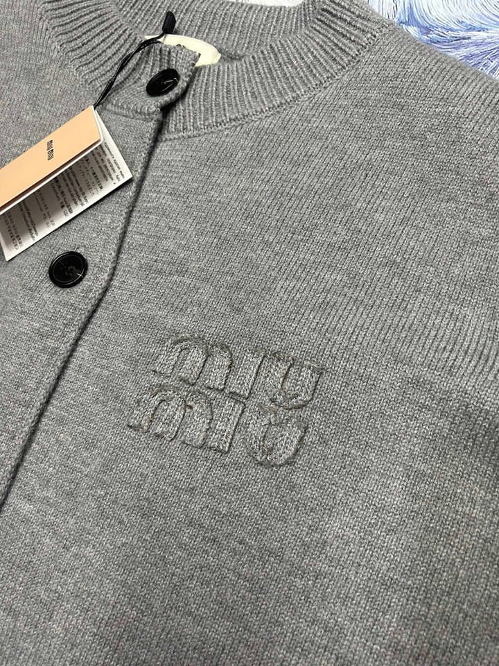 Miu Miu Logo Wool Blend Cardigan – 25FW