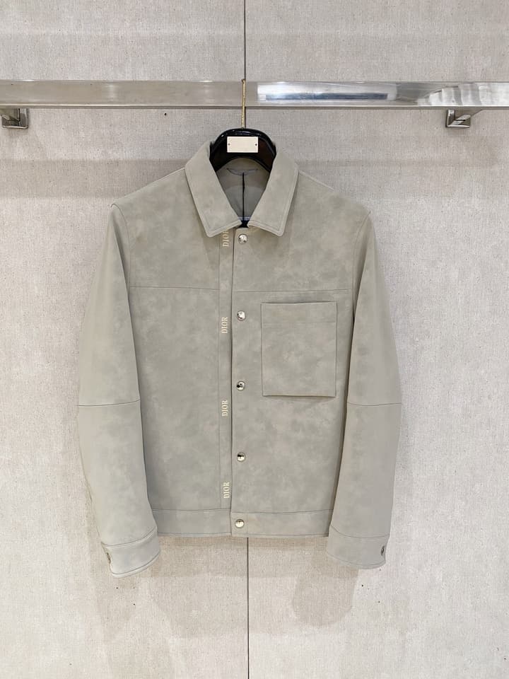 Dior Leather Jacket – 2025SS/FW Collection in Light Gray Suede Jacket