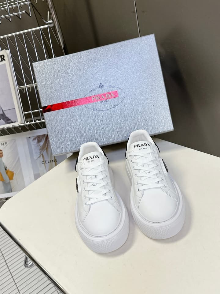Prada Retro Platform Sneakers in White Sneaker 1