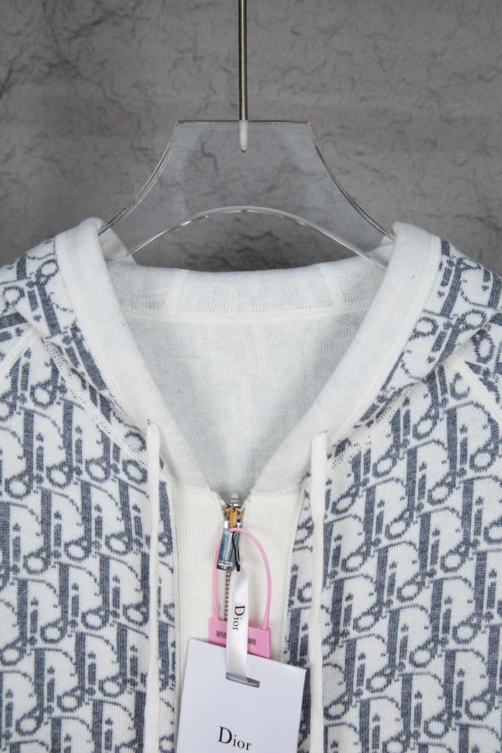 Dior CD Monogram Jacquard Cardigan – 24SS in Dark Grey