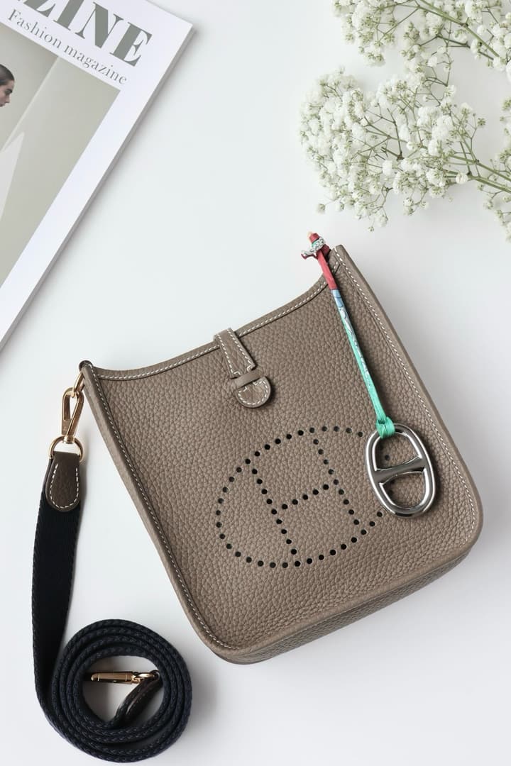 Hermès Evelyne 16 Mini Crossbody Bag in Etoupe With Gold Hardware