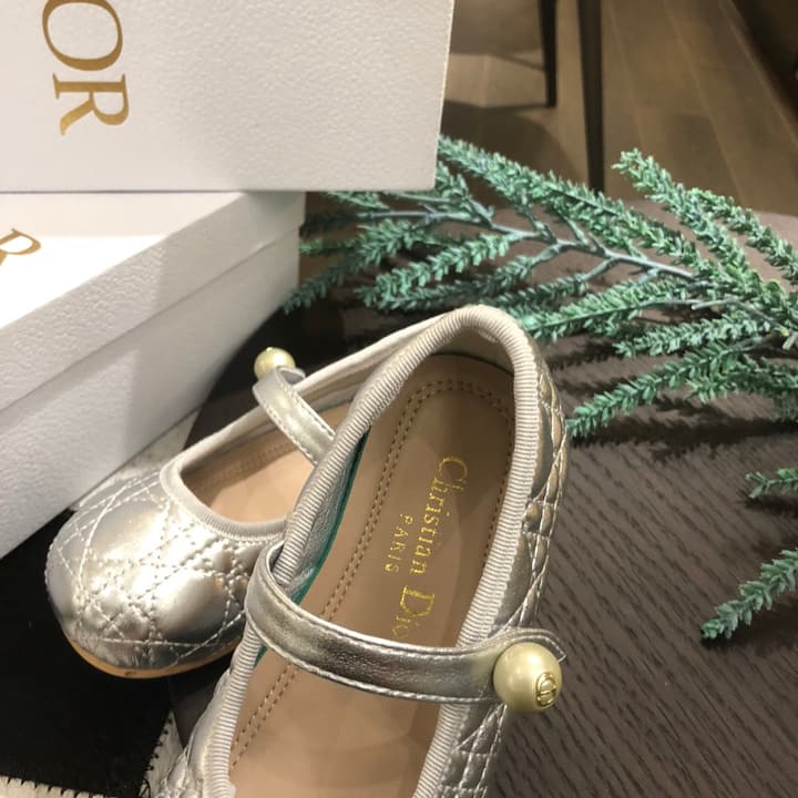 Dior DioBady Ballet Quilted Flats – Kids Collection – 2024SS in Black Quilted With Pearl Strap