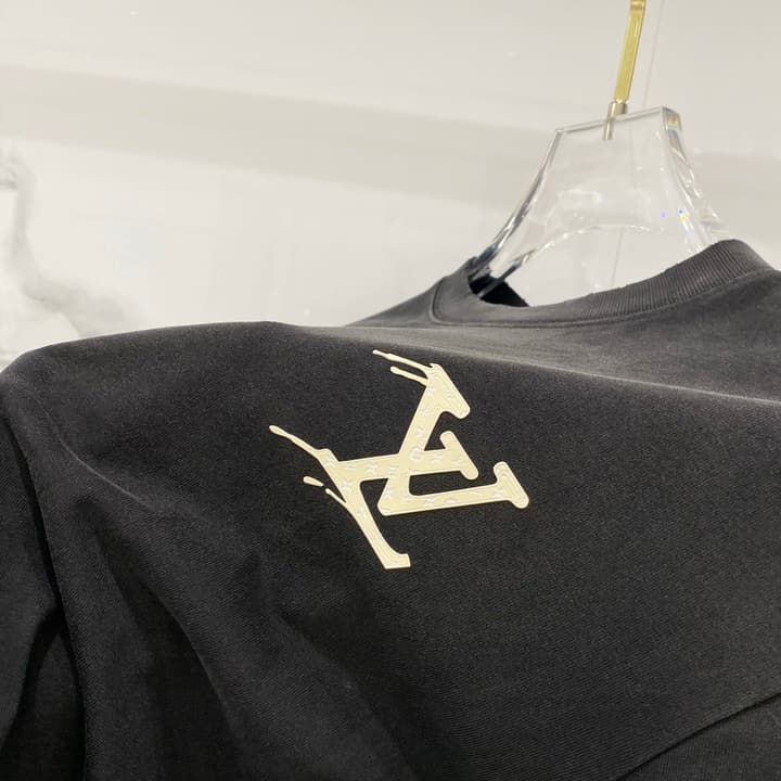 Louis Vuitton Washed Retro Distressed Logo T-Shirt in Black