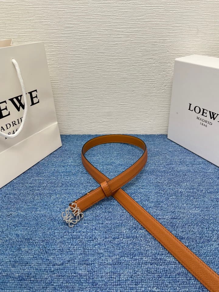 Loewe Calfskin Leather Belt in Black With Gold Buckle
