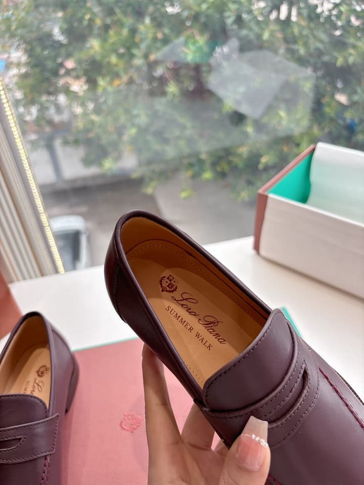 Loro Piana Classic Loafers in Burgundy Leather