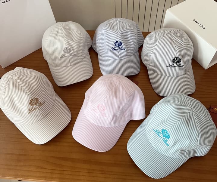 Loro Piana Baseball Cap in Cream With Tan Logo