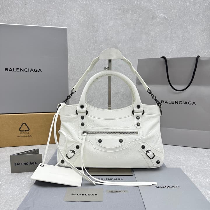 Balenciaga Le City First Bag in Oil Wax Leather in Black Oil Wax Leather
