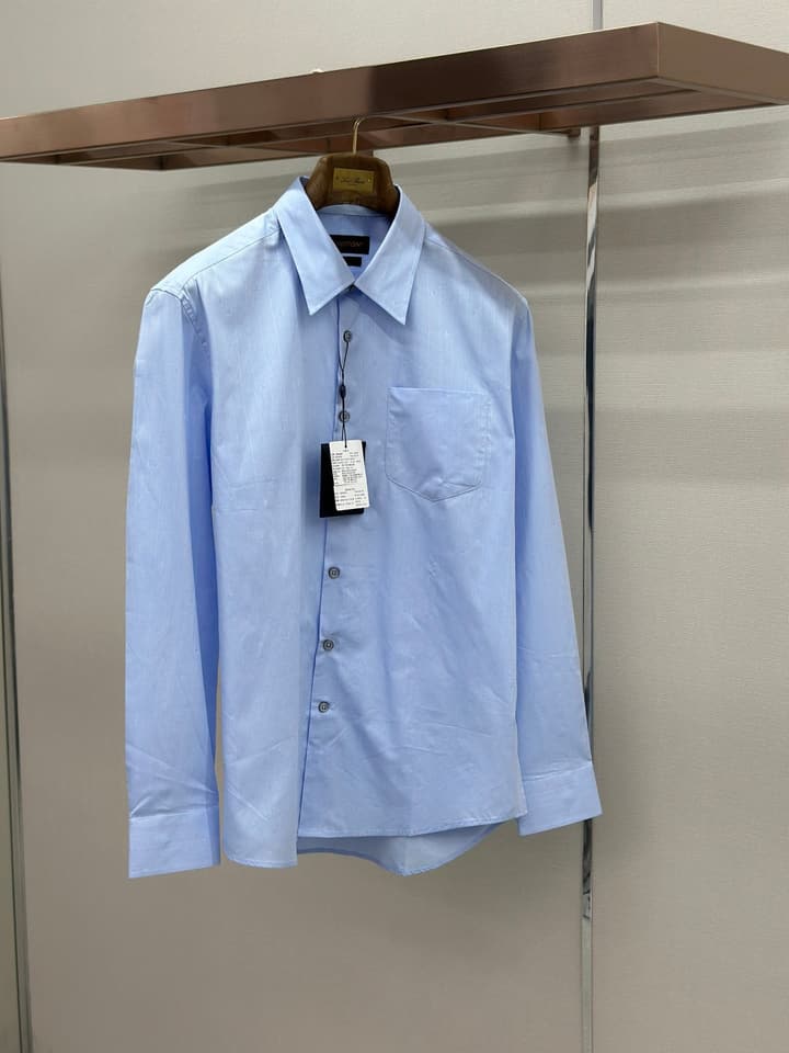 Louis Vuitton Pinstripe Jacquard Cotton Shirt – 25SS in Light Blue Pinstripe Jacquard