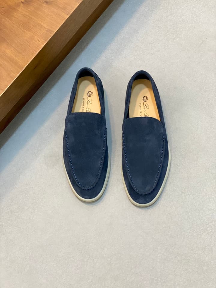 Loro Piana Suede Leather Slip-On Loafers in Black Suede