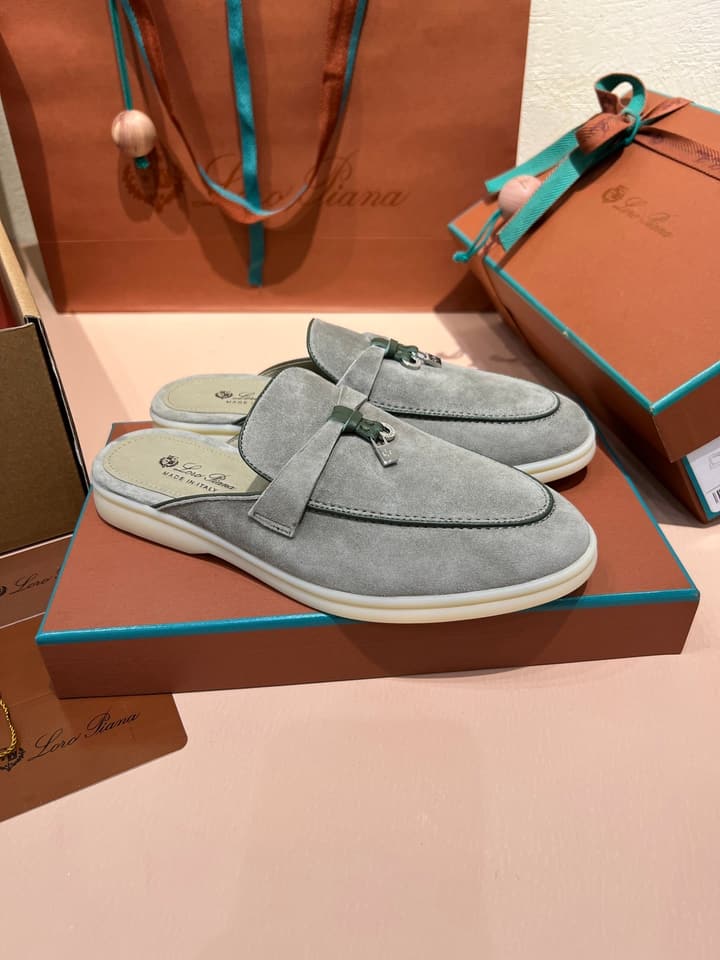 Loro Piana Women's Mules in Aqua Blue Suede
