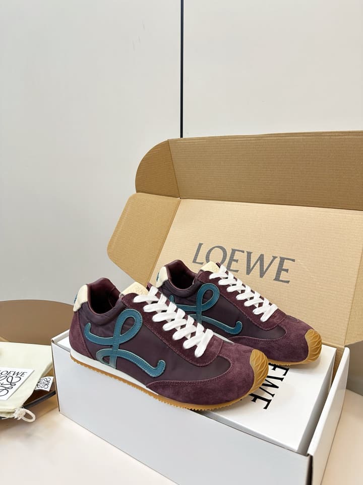 Loewe Ballet Runner 2.0 Burgundy Sneakers in Wine Red Suede