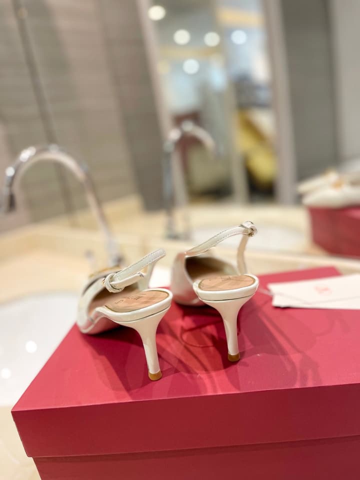 Valentino VLogo Signature Patent Leather Slingback Heels – 2024 Collection in Nude Leather