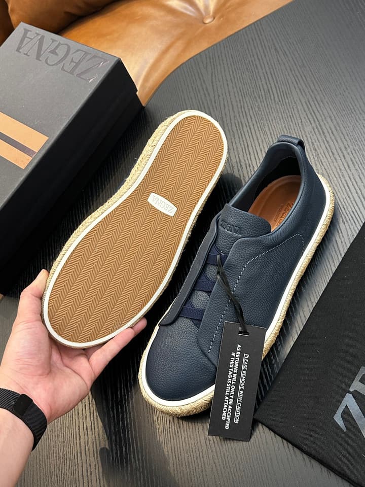 Ermenegildo Zegna Triple Stitch Low-Top Sneakers in Black Suede