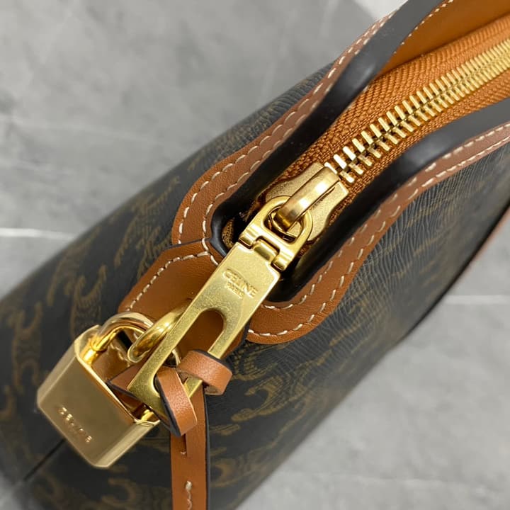 Celine LOCK Logo Print Calfskin Cosmetic Bag – 23FW