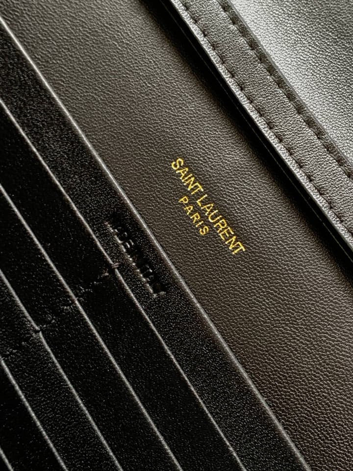 Saint Laurent LE CASSANDRE Matelassé Chain Wallet in Black