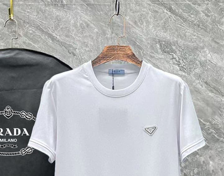 Prada Unisex Mercerized T-Shirt – 25SS Collection in Black