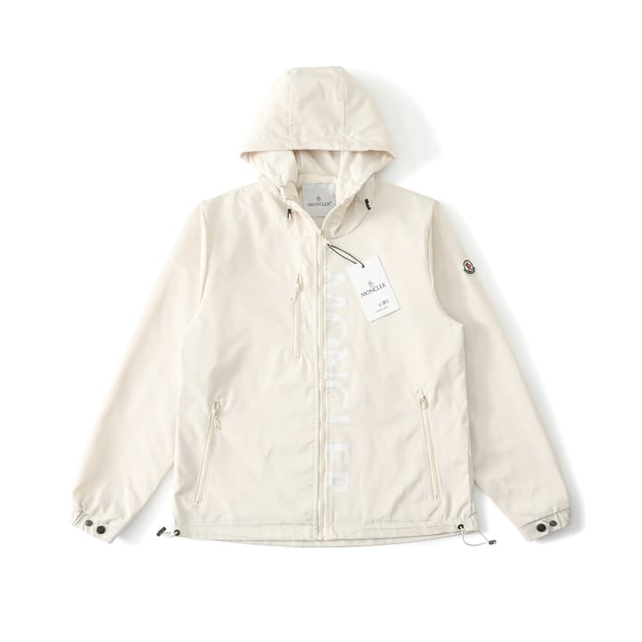 Moncler Classic Printed Hooded Windbreaker Jacket – SS24 Autumn Collection in Black