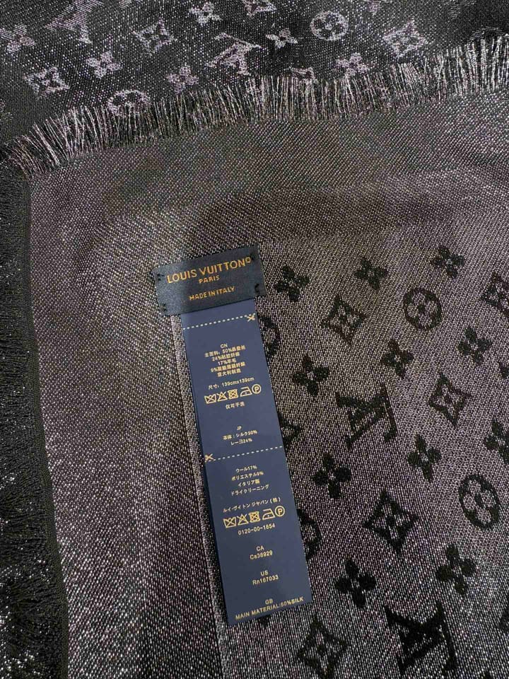 Louis Vuitton Classic Monogram Silk Wool Shawl in Beige