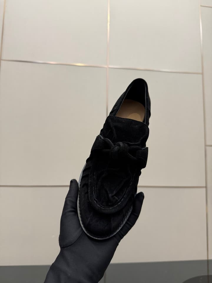 Bottega Veneta Astaire Suede Loafers in Black Leather