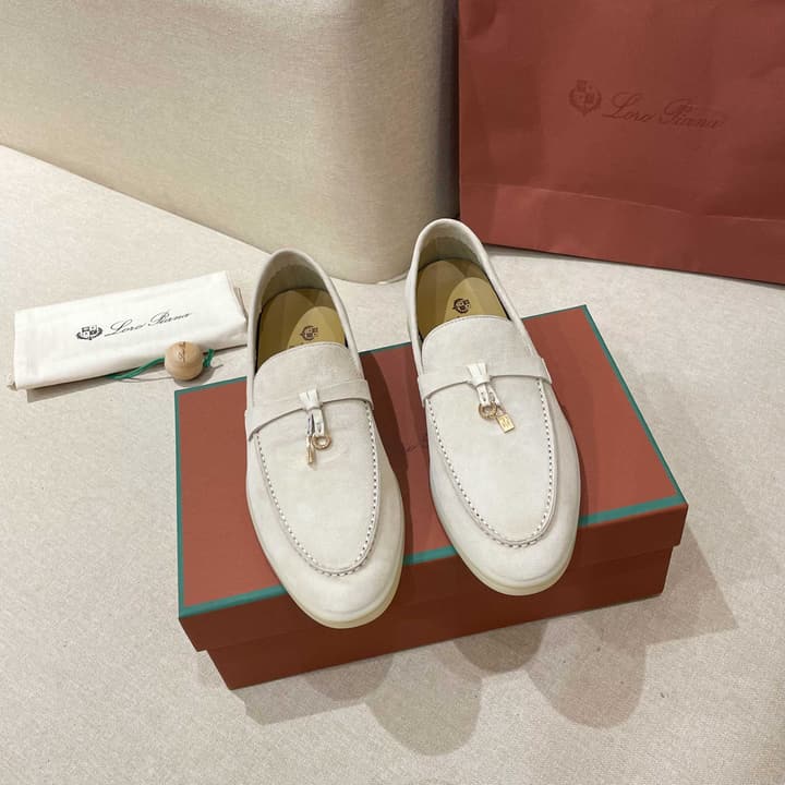 Loro Piana Summer Charms Walk Moccasin Loafers in Black Leather