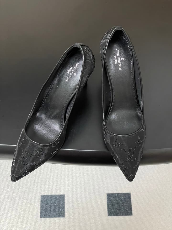 Louis Vuitton Gala Mesh Rhinestone High Heels – 25SS in Beige Monogram Lace