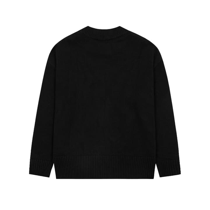Ami Paris Classic Heart Embroidered Cardigan Sweater in Black