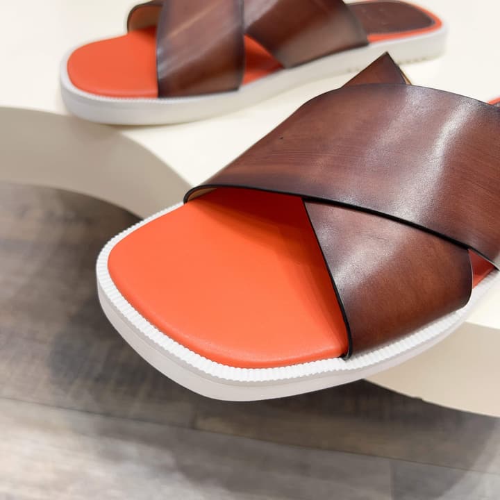 Berluti Hand-Painted Calfskin Slippers in Matte Black