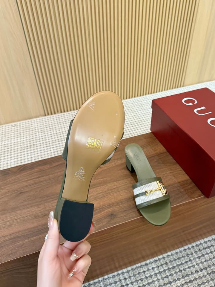Gucci D-Horsebit Mule Sandals in Brown Gg Canvas