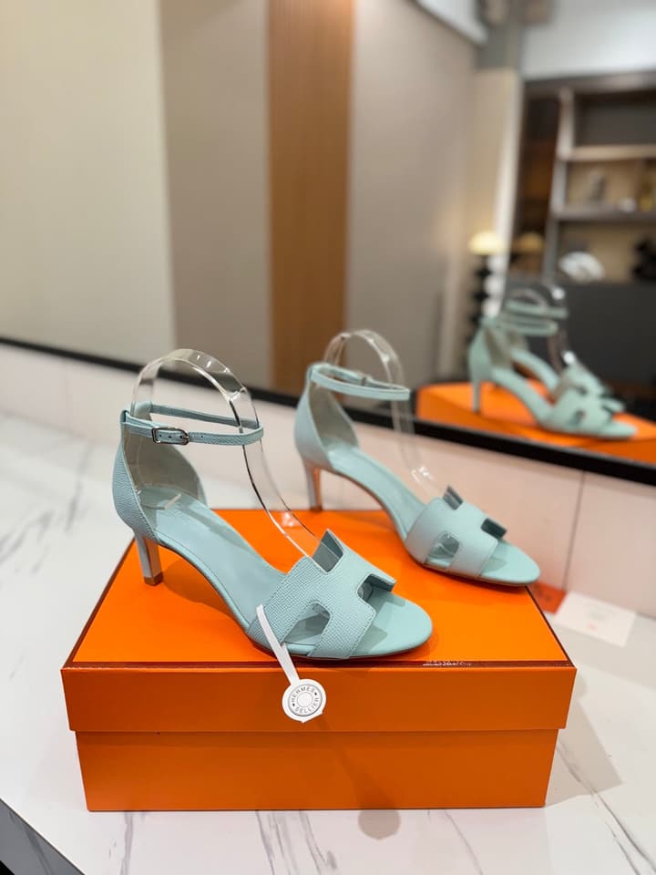 Hermès Classic Palm Grain Cowhide Heels – 6.5cm in Black