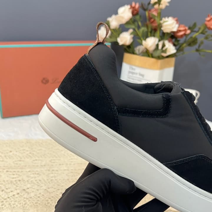 Loro Piana Men's Classic Jogging Sneakers in Black Slip-on