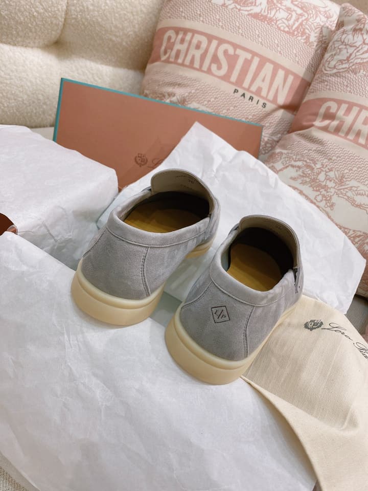Loro Piana Glossy Cashmere Loafers in Blush Pink Suede