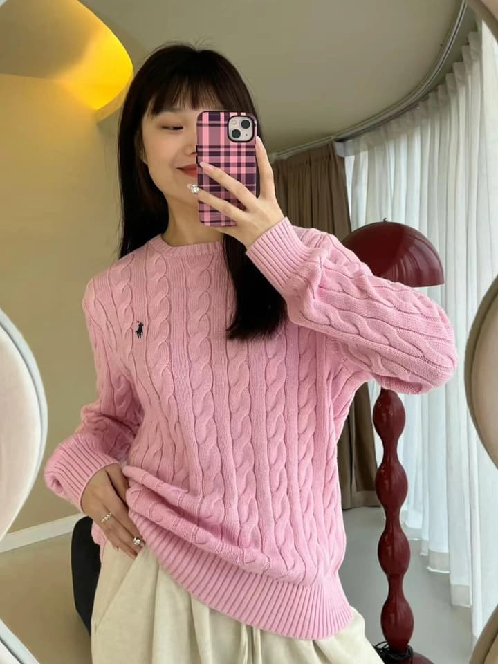 Ralph Lauren Cable Knit Loose Fit Sweater in Bright Green