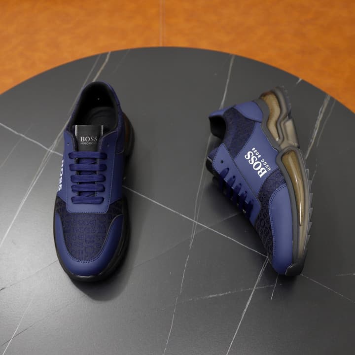 Boss Men's Knit Casual Sneakers in Indigo Wavy