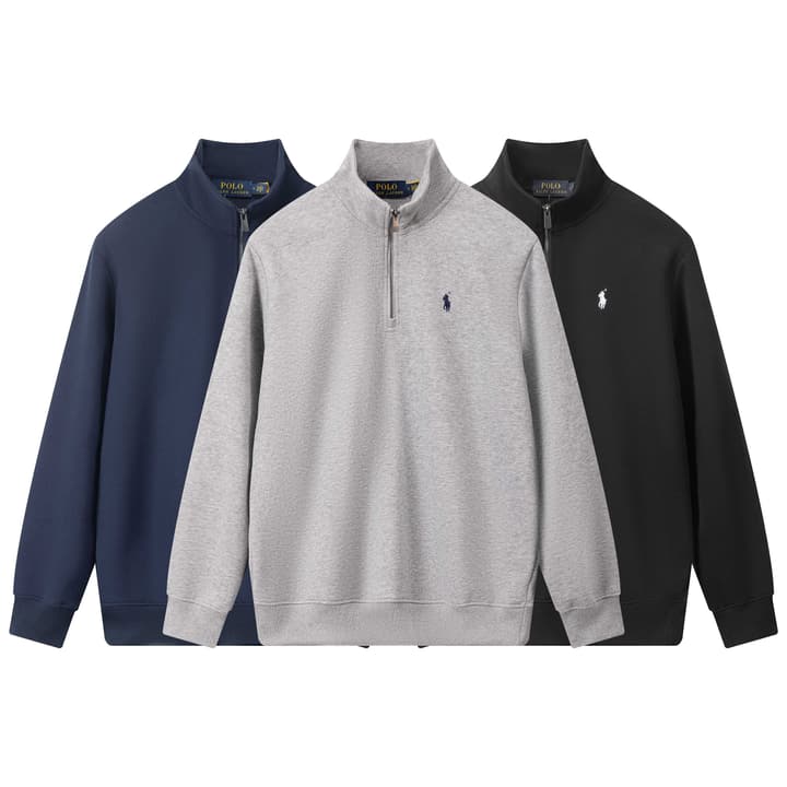 Ralph Lauren Classic Embroidered Half-Zip Sweatshirt in Black