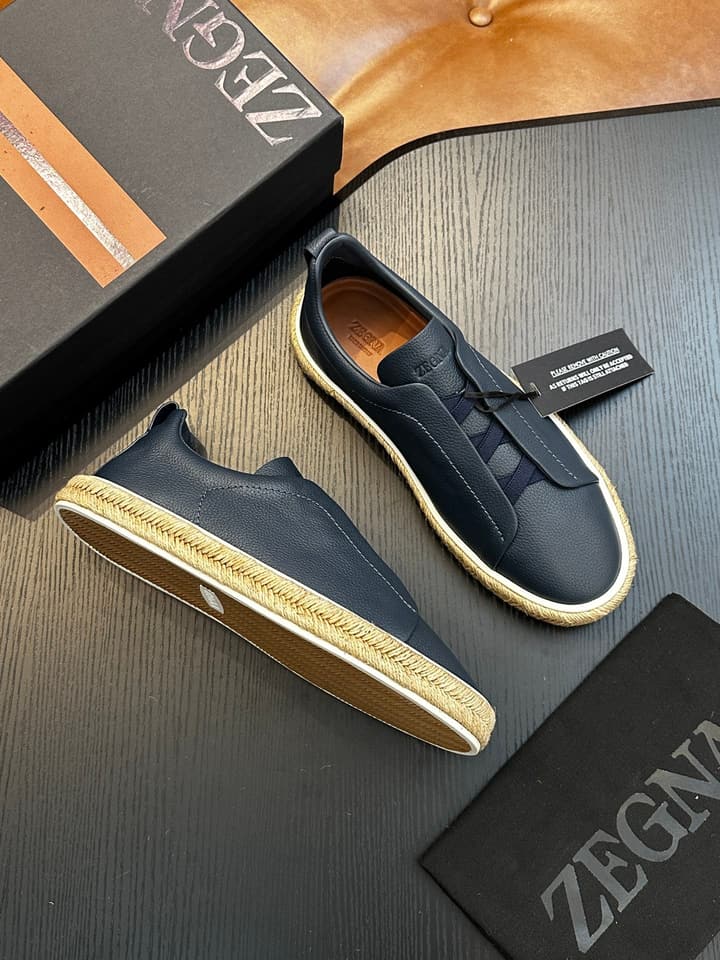 Ermenegildo Zegna Triple Stitch Low-Top Sneakers in Black Suede