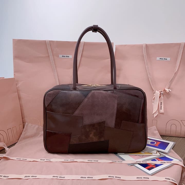 Miu Miu Patchwork Briefcase in Brown Patchwork