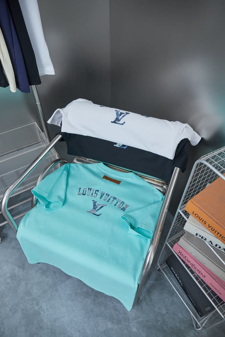 Louis Vuitton Denim Patchwork Rhinestone T-Shirt – 26SS Early Spring Collection in Black