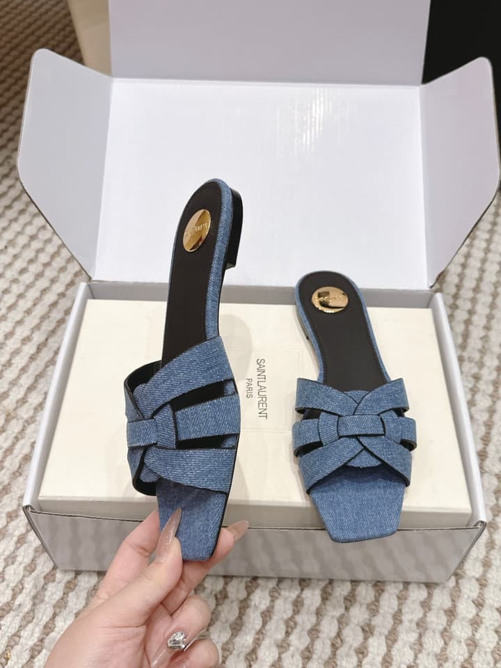 Saint Laurent Melody Square Toe Flat Sandals – 2026SS in Burgundy Patent