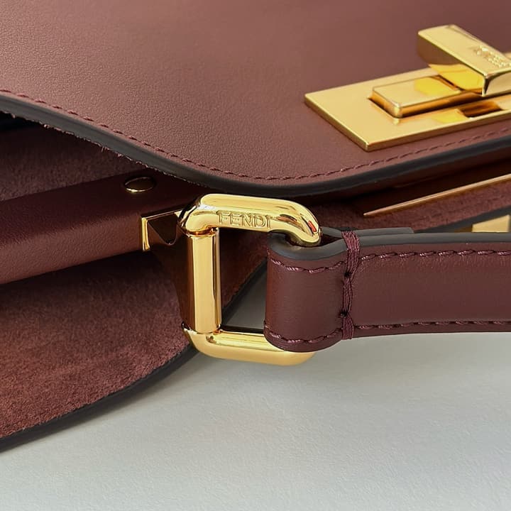 Fendi Peekaboo Iconic Large Handbag in Deep Burgundy Calfskin