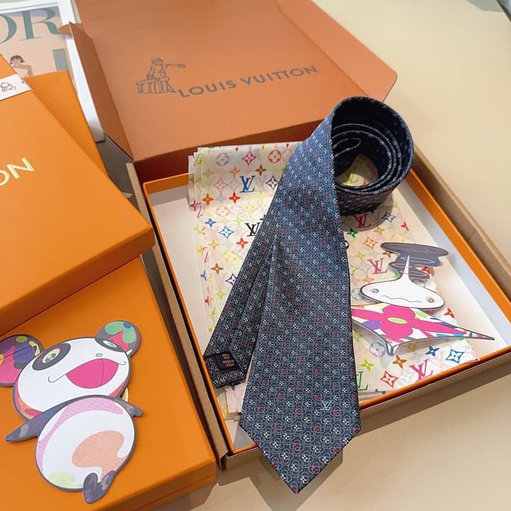 Louis Vuitton Monogram Jacquard Silk Tie in Navy with Blue Monogram