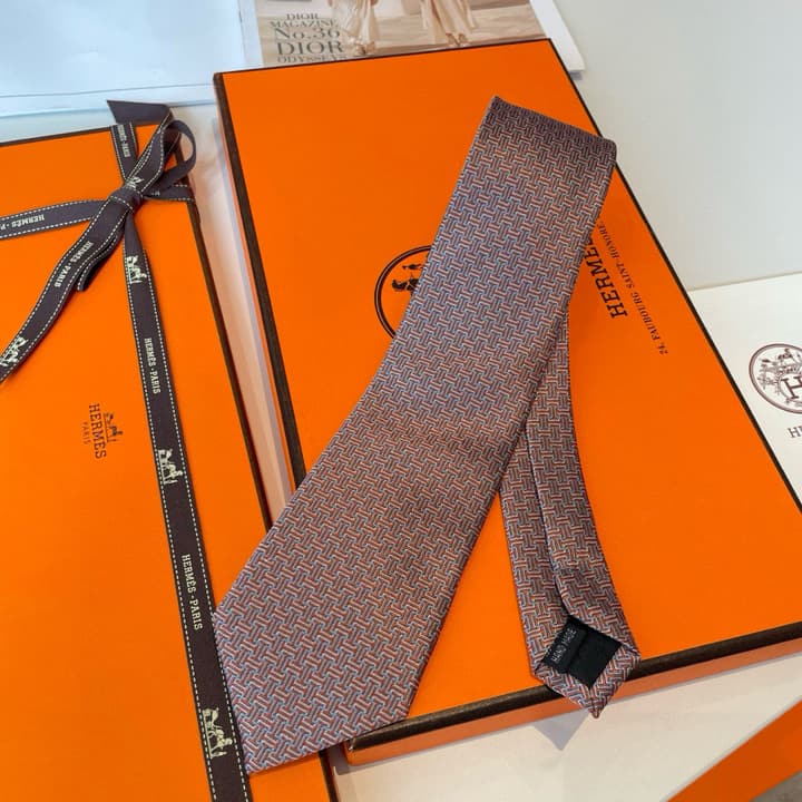 Hermès Philippe Mouquet Men's Tie in Cool Grey Patterned