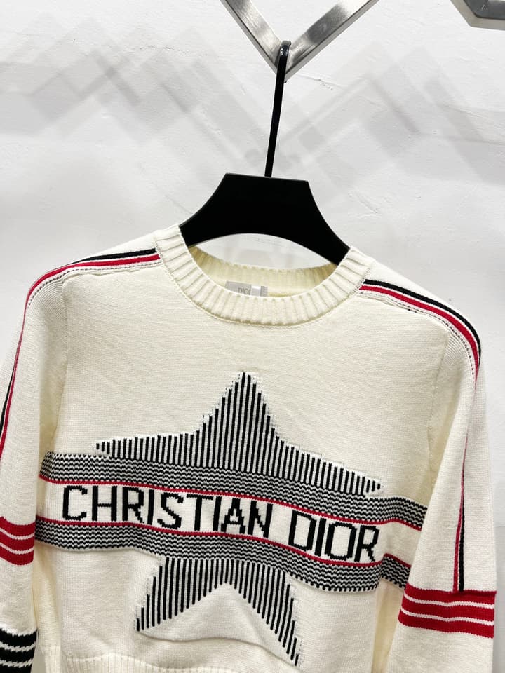 Dior x Peter Doig Ski Series Sailor Collar Knit Sweater – 23FW in Grey