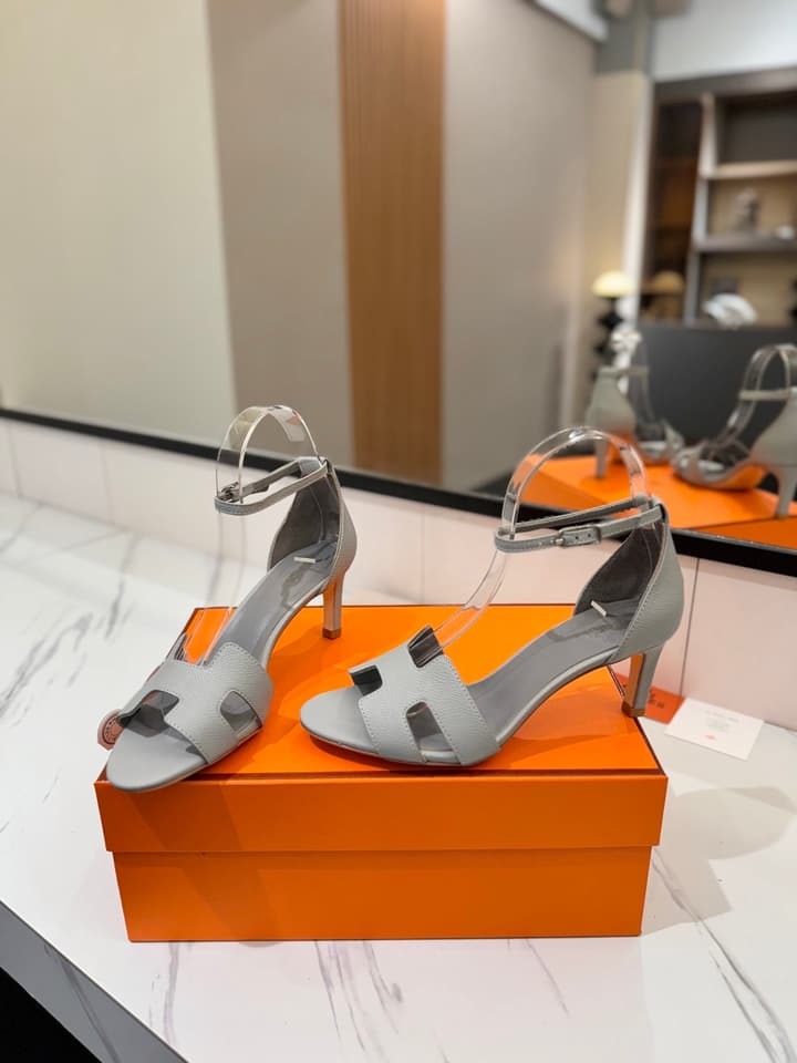 Hermès Classic Palm Grain Cowhide Heels – 6.5cm in Black