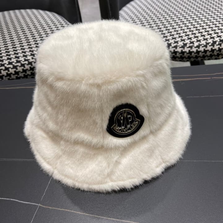 Moncler Fluffy Autumn/Winter Bucket Hat in Dark Gray Sherpa